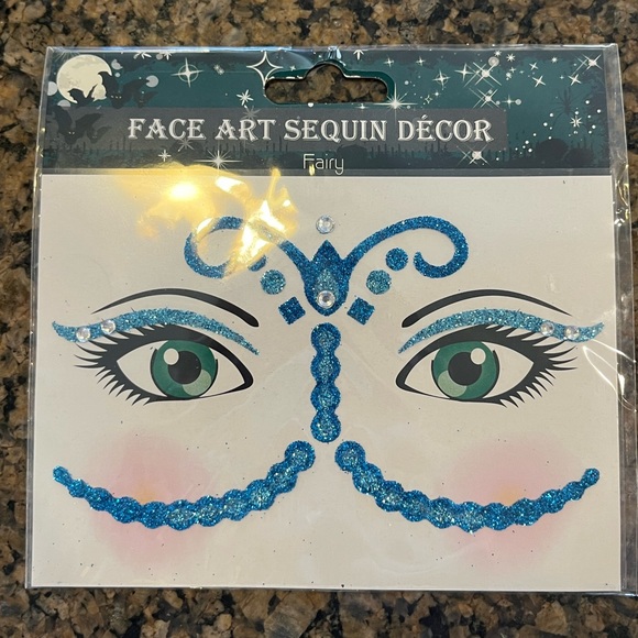 Face Art Sequin FAIRY & LEOPARD. Peel off and stick on.  NWT Halloween - Picture 3 of 6
